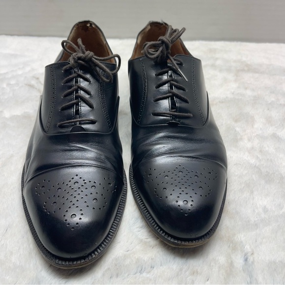 Salvatore Ferragamo Mens Black Leather Cap Toe Dress Shoes SZ 8.5 - Picture 2 of 16